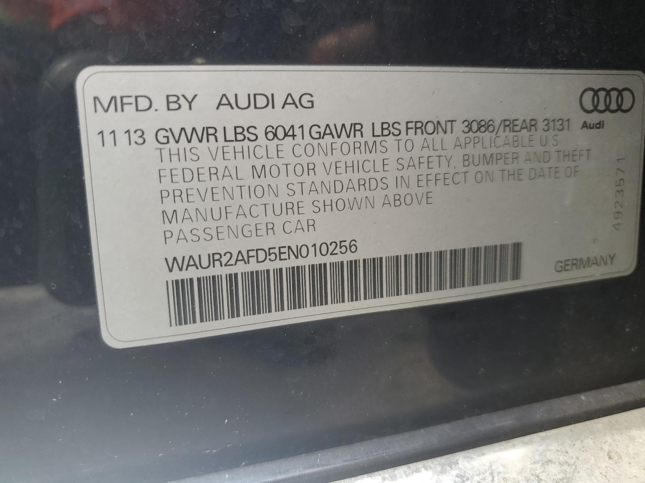 WAUR2AFD5EN010256 2014 Audi A8 L Quattro