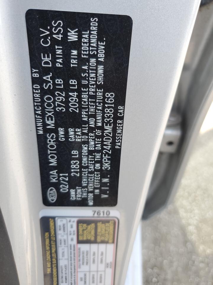 3KPF24AD2ME338168 2021 Kia Forte Fe