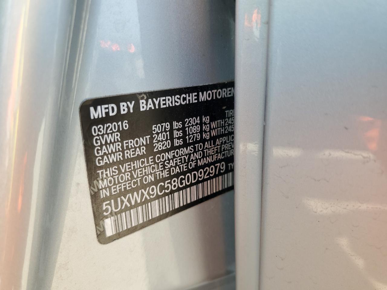 5UXWX9C58G0D92979 2016 BMW X3 xDrive28I