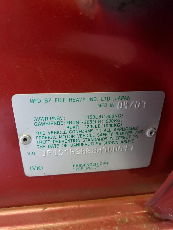 JF1SG63668H700647 2008 Subaru Forester 2.5X