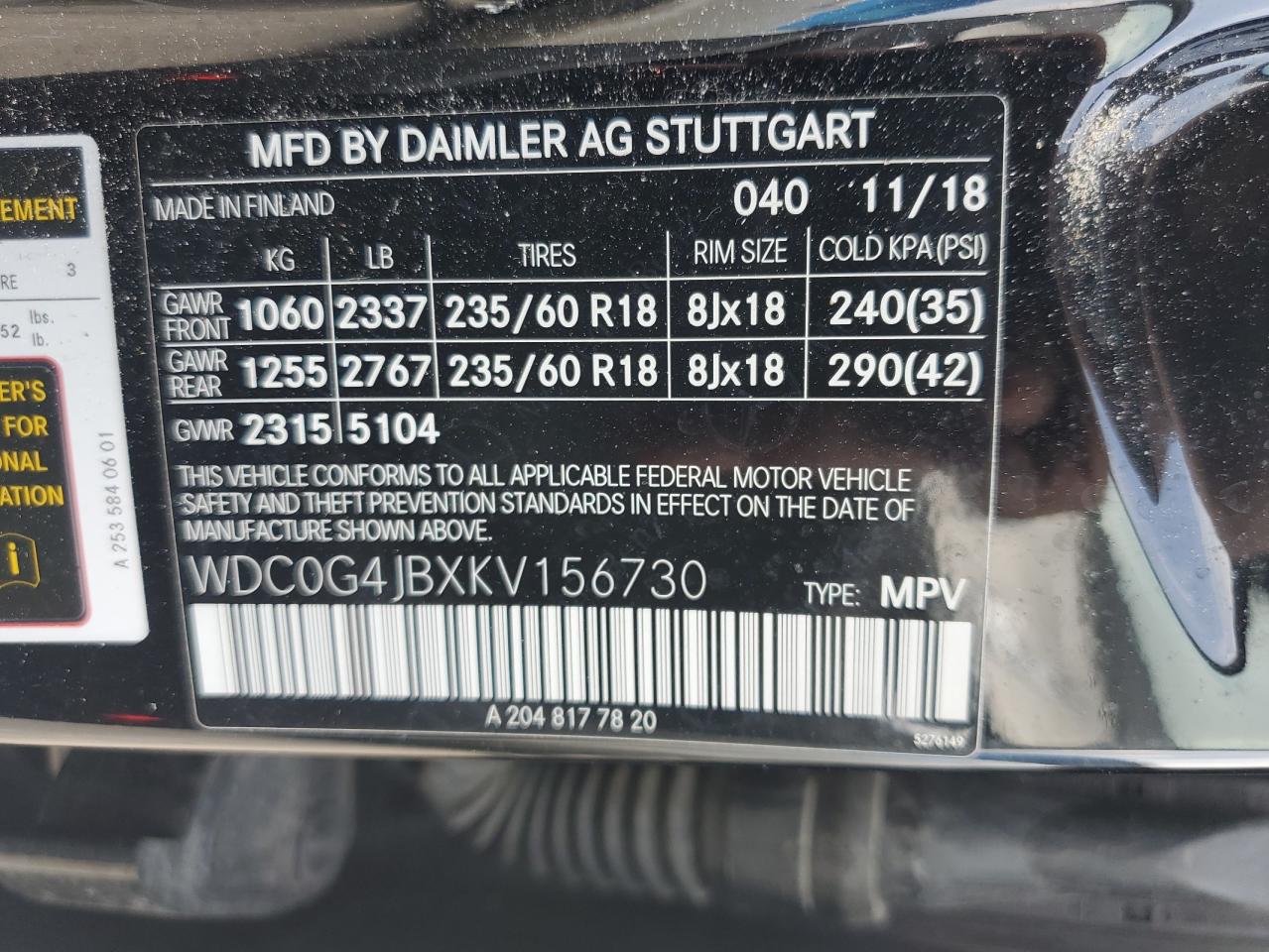 WDC0G4JBXKV156730 2019 Mercedes-Benz Glc 300