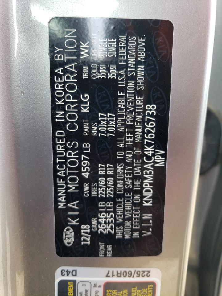 KNDPM3AC4K7626738 2019 Kia Sportage Lx