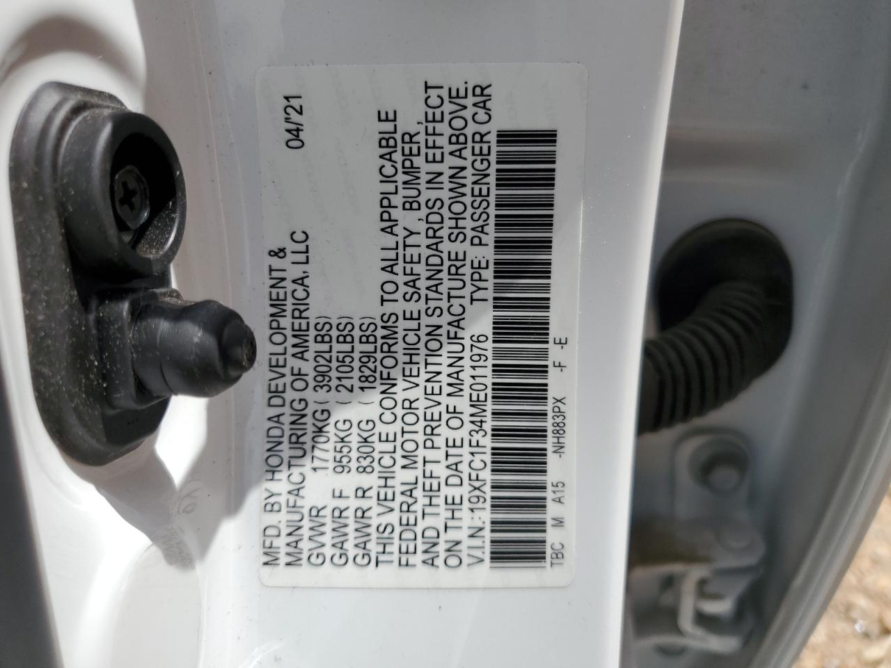 19XFC1F34ME011976 2021 Honda Civic Ex 19XFC1F34ME011976 2021 Honda Civic Ex