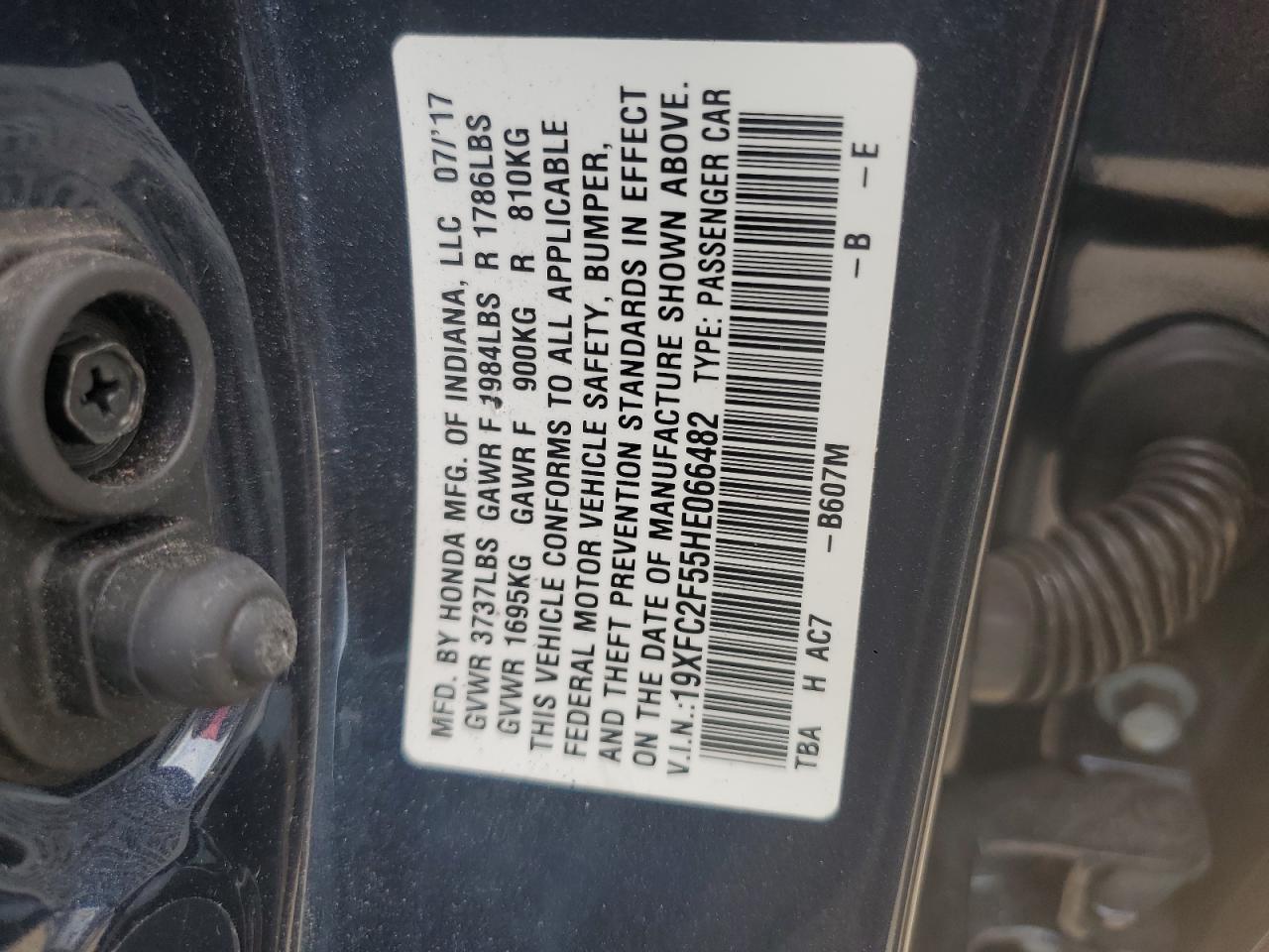 19XFC2F55HE066482 2017 Honda Civic Lx