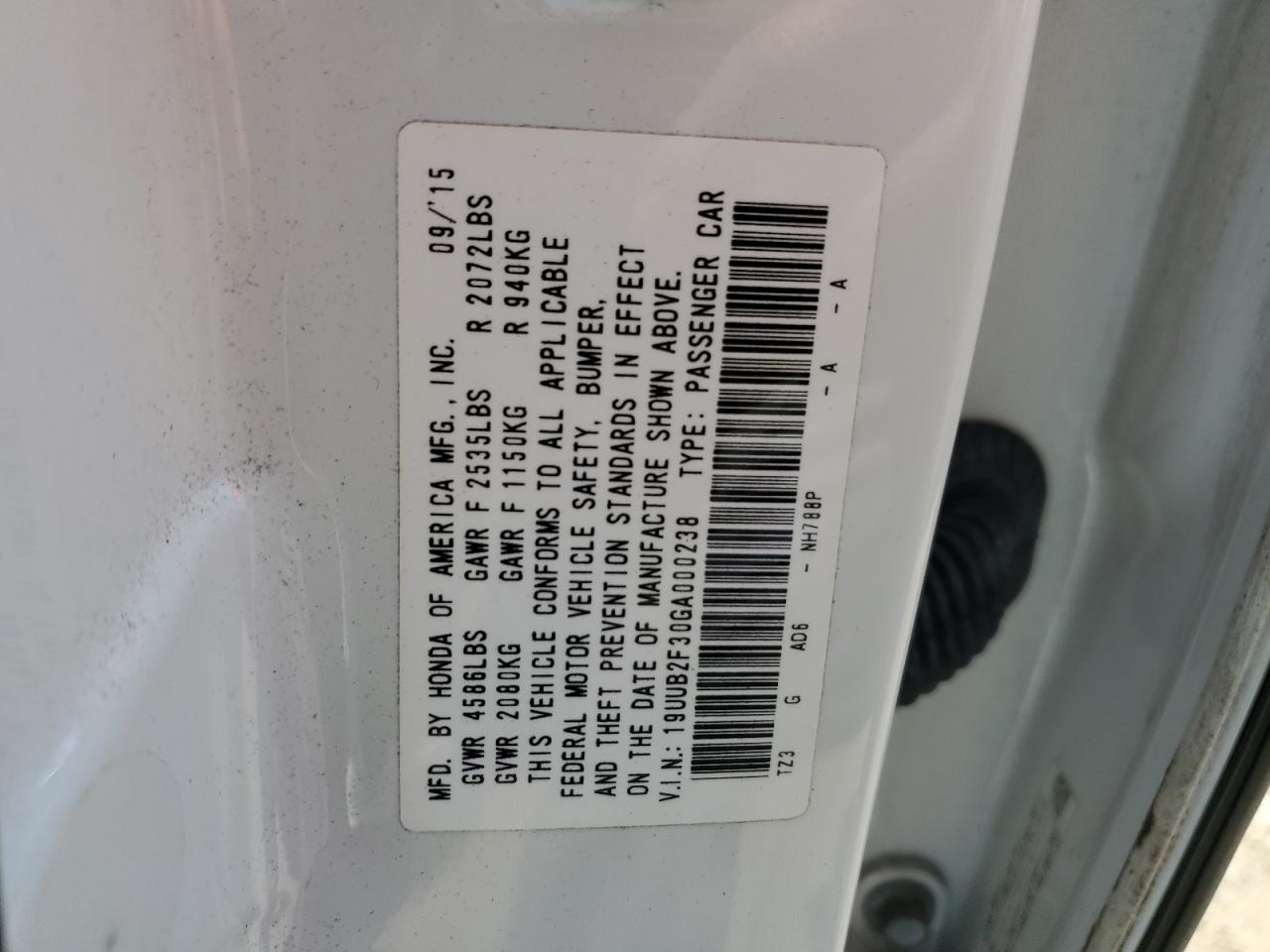 19UUB2F30GA000238 2016 Acura Tlx