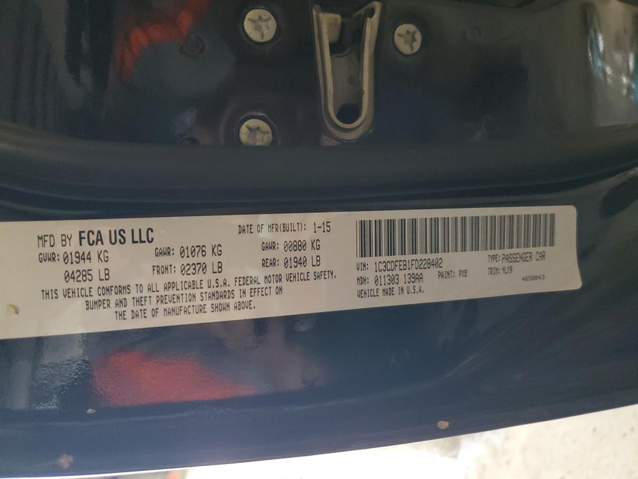 1C3CDFEB1FD228402 2015 Dodge Dart Gt