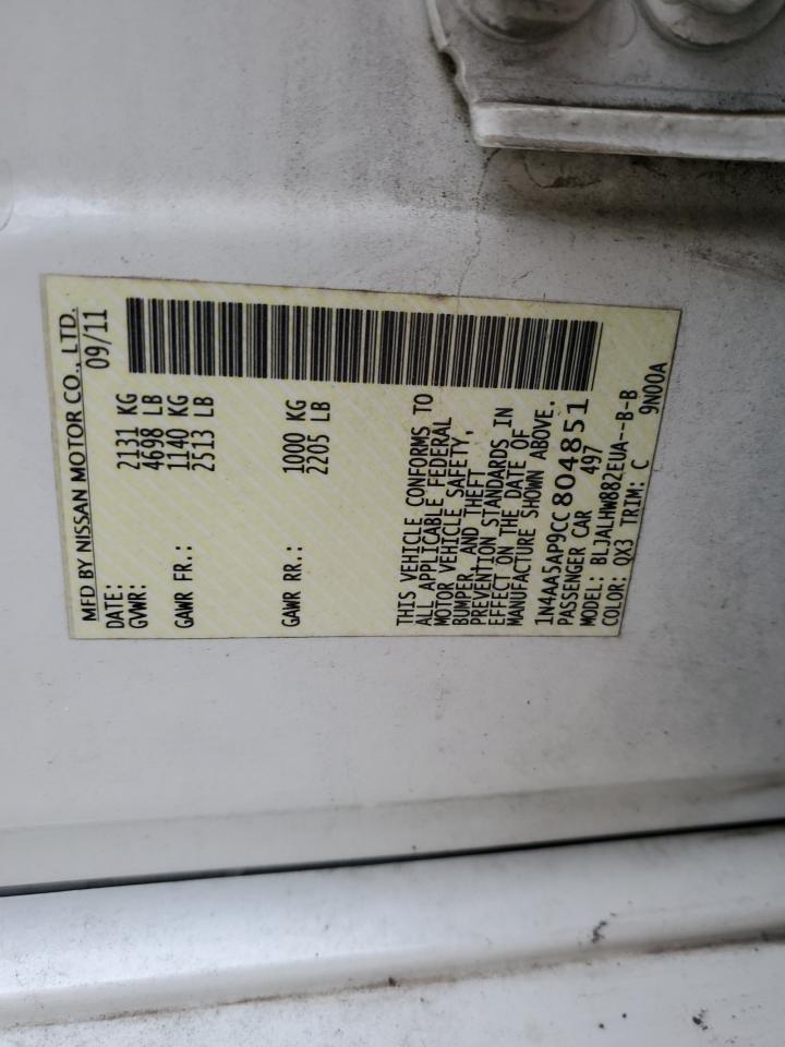 1N4AA5AP9CC804851 2012 Nissan Maxima S