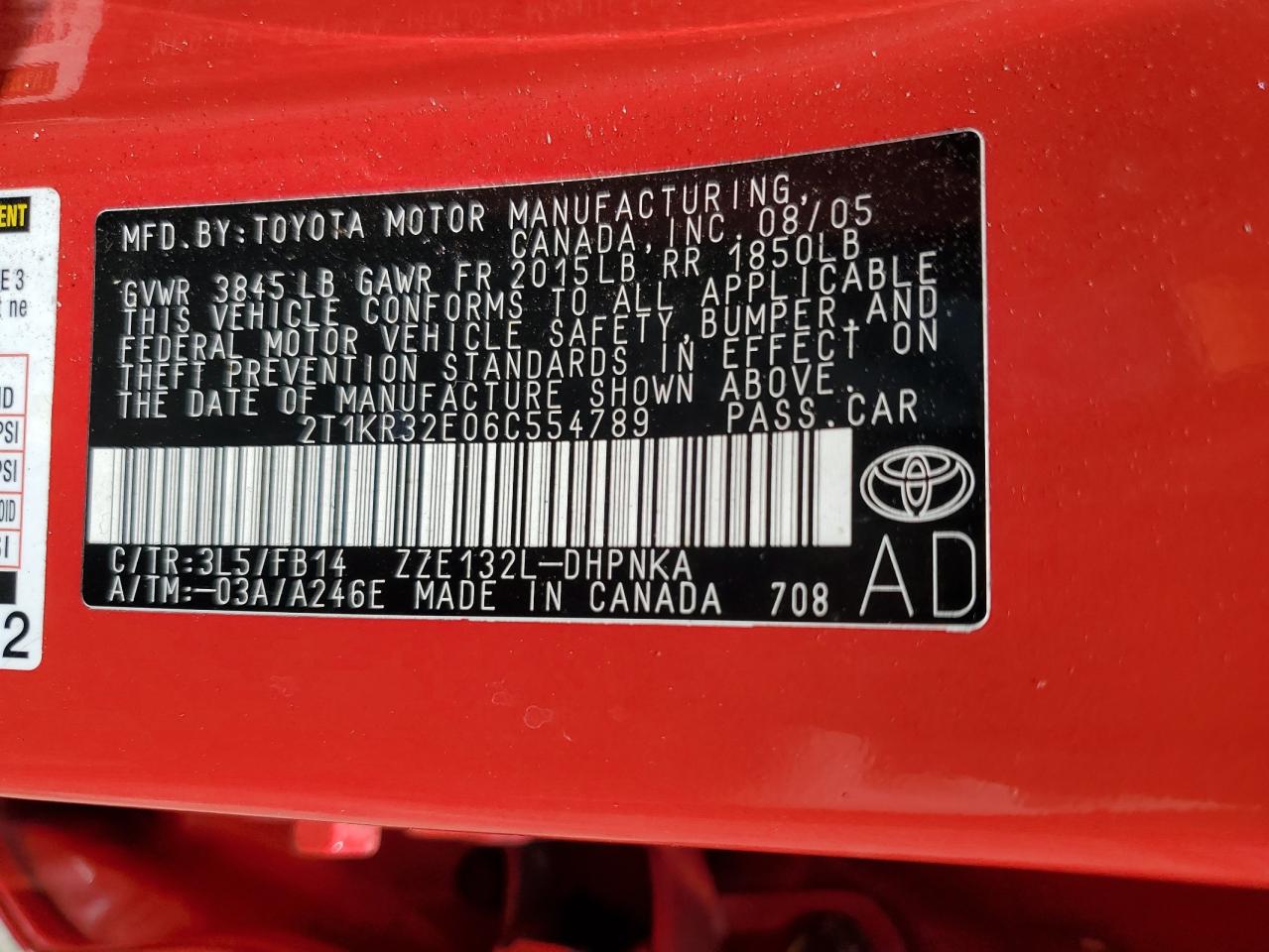 2T1KR32E06C554789 2006 Toyota Corolla Matrix Xr