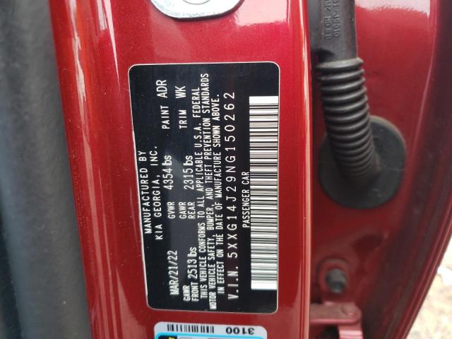 2022 Kia K5 Lxs VIN: 5XXG14J29NG150262 Lot: 53389254