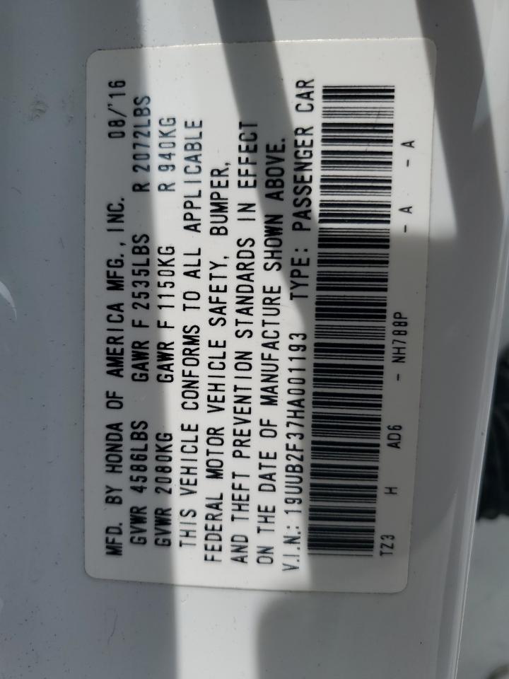 19UUB2F37HA001193 2017 Acura Tlx