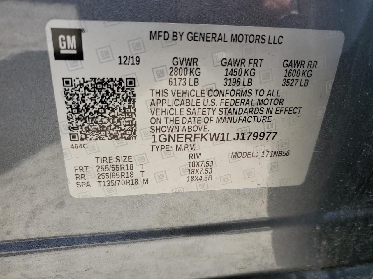 1GNERFKW1LJ179977 2020 Chevrolet Traverse Ls