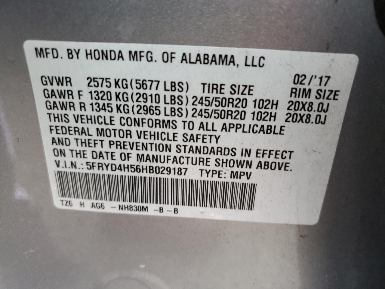 5FRYD4H56HB029187 2017 Acura Mdx Technology
