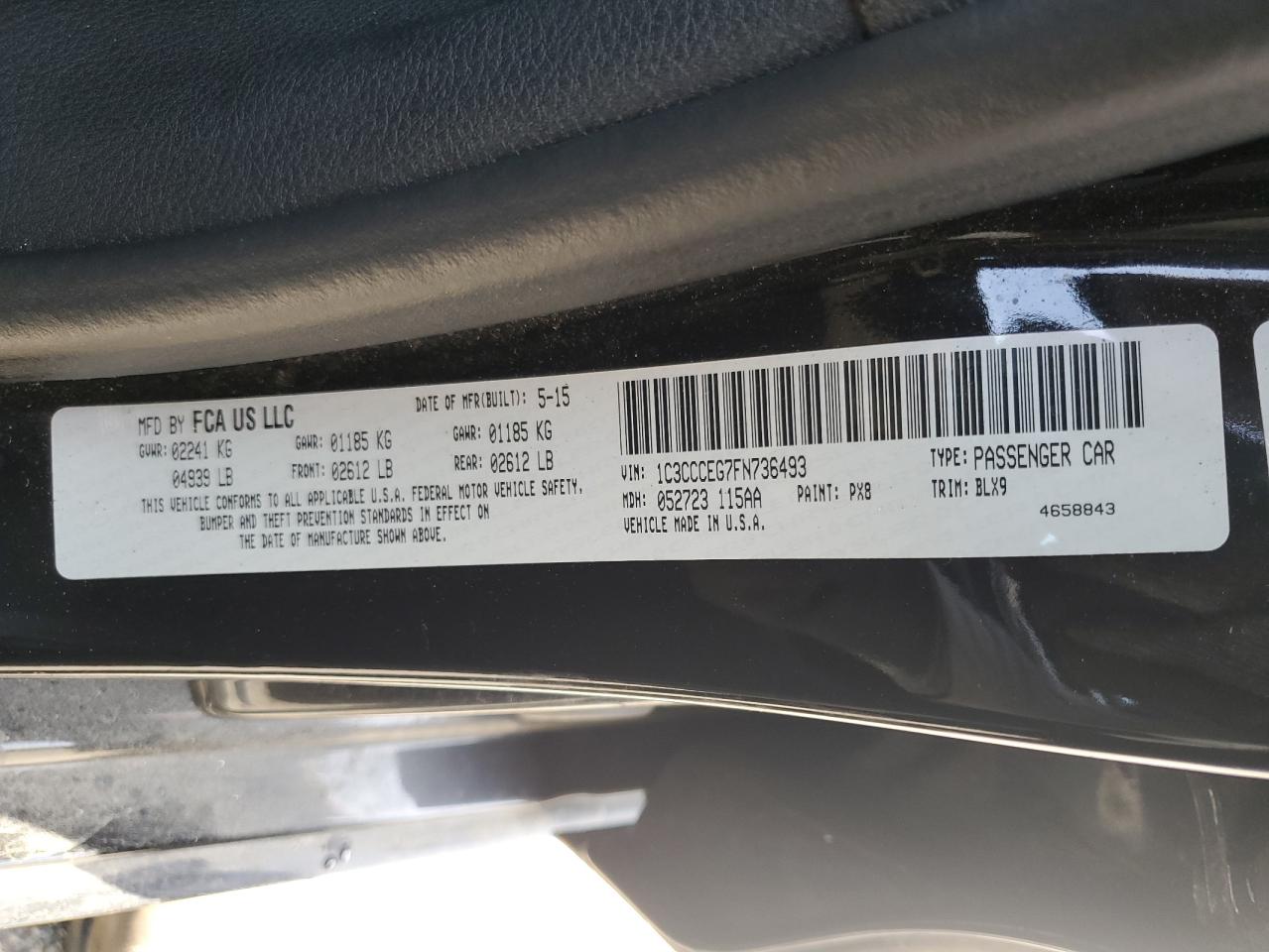 1C3CCCEG7FN736493 2015 Chrysler 200 C