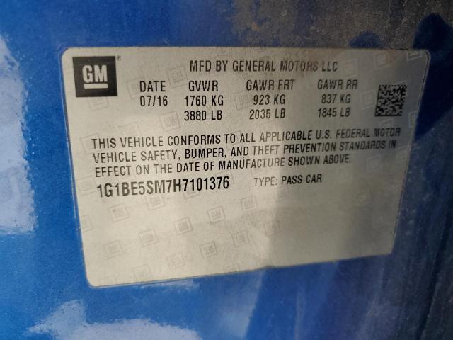 2017 CHEVROLET CRUZE LT - 1G1BE5SM7H7101376