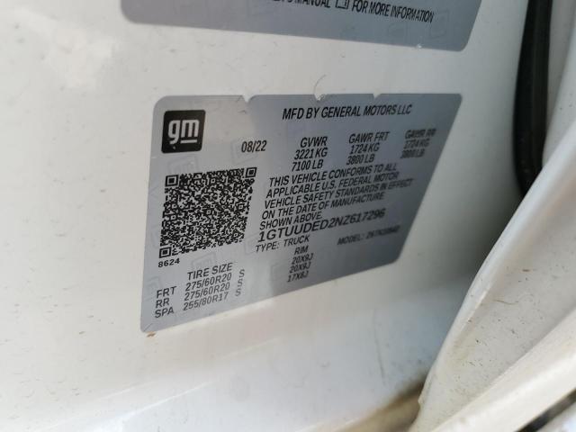2022 GMC Sierra K1500 Slt VIN: 1GTUUDED2NZ617296 Lot: 56535234