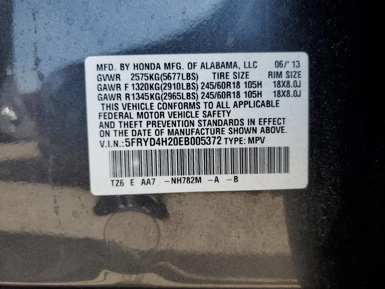 5FRYD4H20EB005372 2014 Acura Mdx