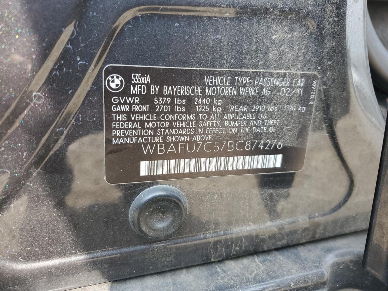 WBAFU7C57BC874276 2011 BMW 535 Xi