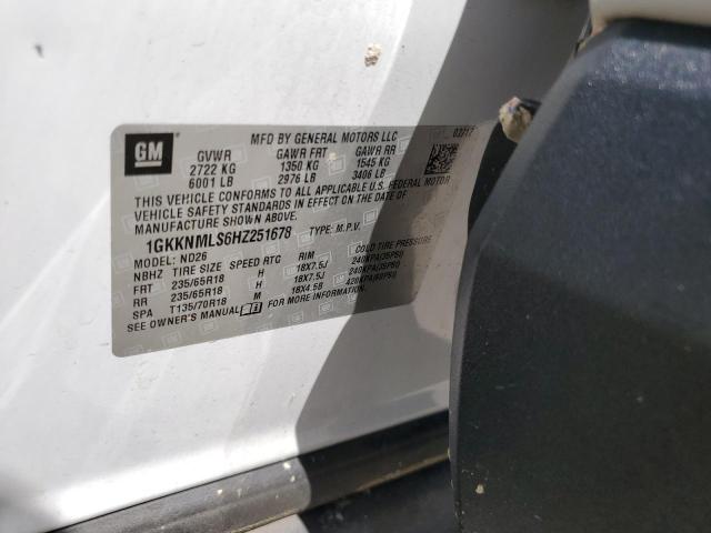 2017 GMC Acadia Slt-1 VIN: 1GKKNMLS6HZ251678 Lot: 56641264
