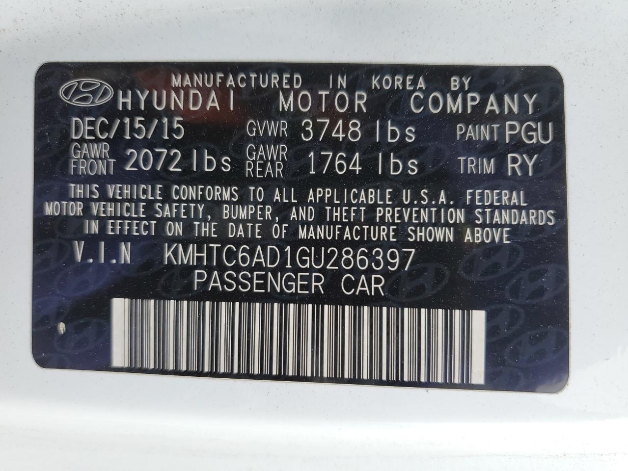 KMHTC6AD1GU286397 2016 Hyundai Veloster