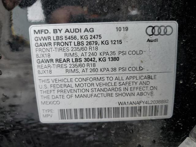 VIN WA1ANAFY4L2038892 2020 Audi Q5, Premium no.12