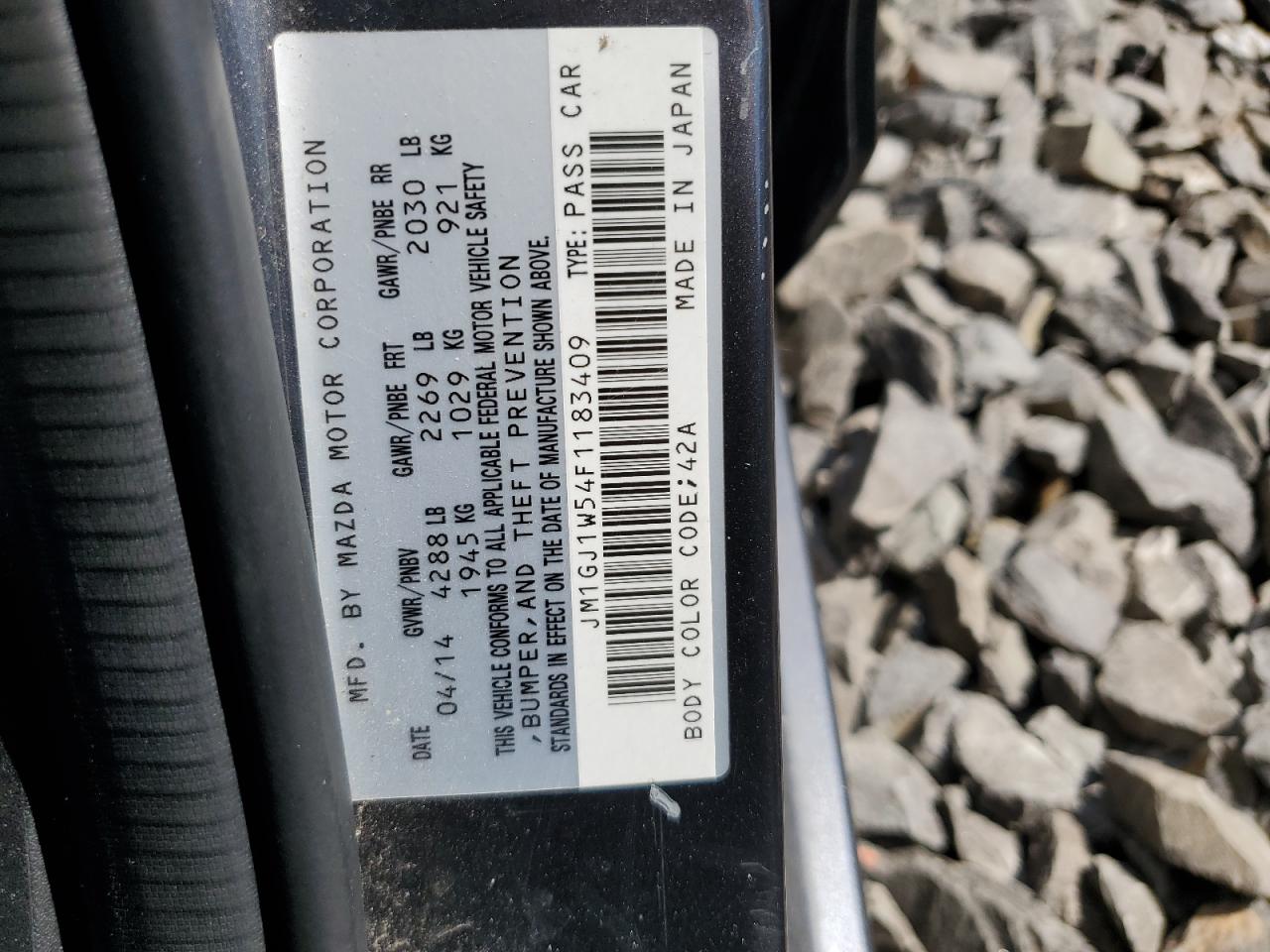 JM1GJ1W54F1183409 2015 Mazda 6 Grand Touring