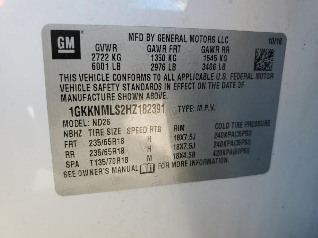 1GKKNMLS2HZ182391 2017 GMC Acadia Slt-1