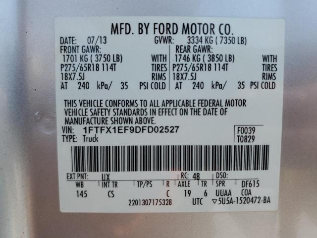 2013 Ford F150 Super Cab VIN: 1FTFX1EF9DFD02527 Lot: 57205294