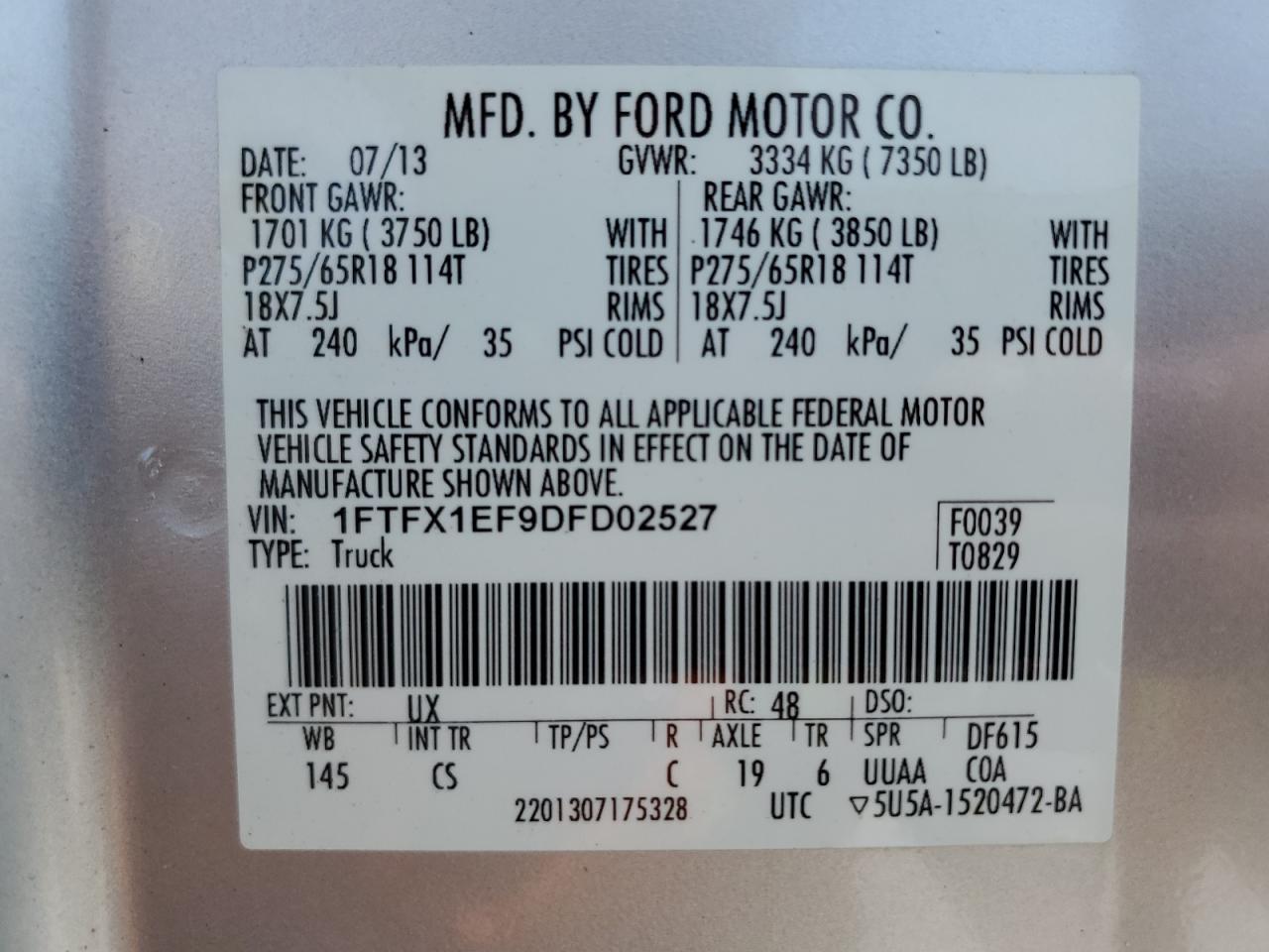 1FTFX1EF9DFD02527 2013 Ford F150 Super Cab
