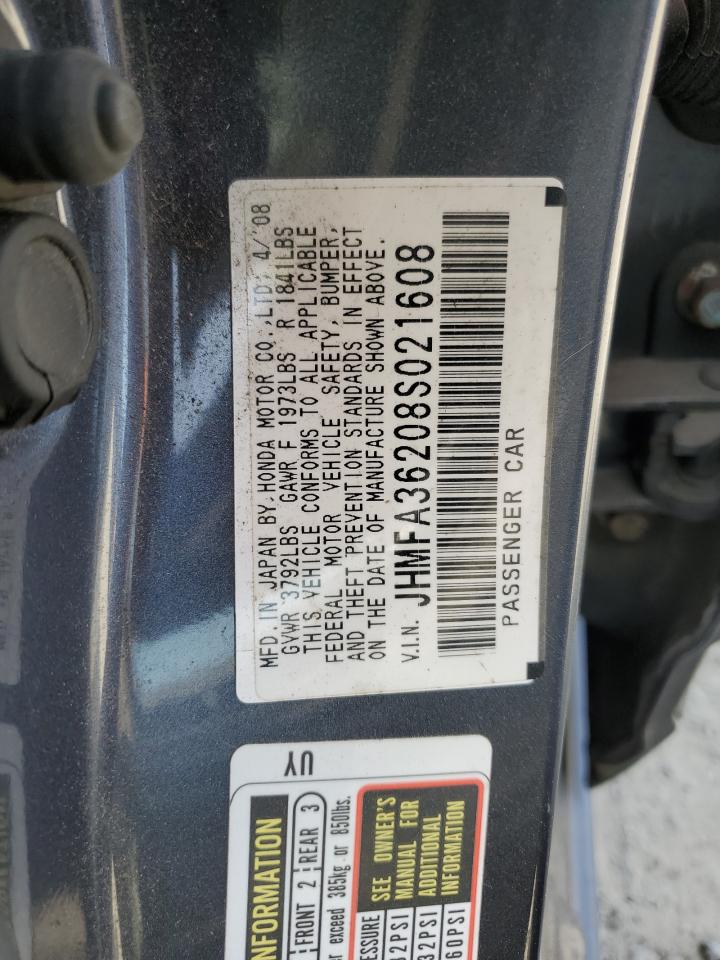 JHMFA36208S021608 2008 Honda Civic Hybrid