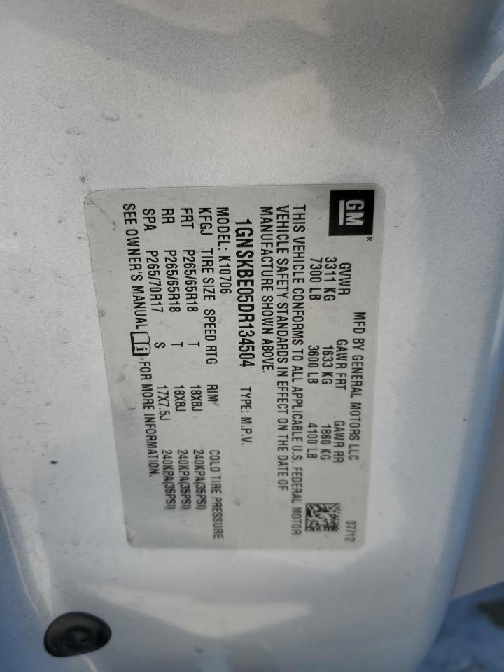 1GNSKBE05DR134504 2013 Chevrolet Tahoe K1500 Lt