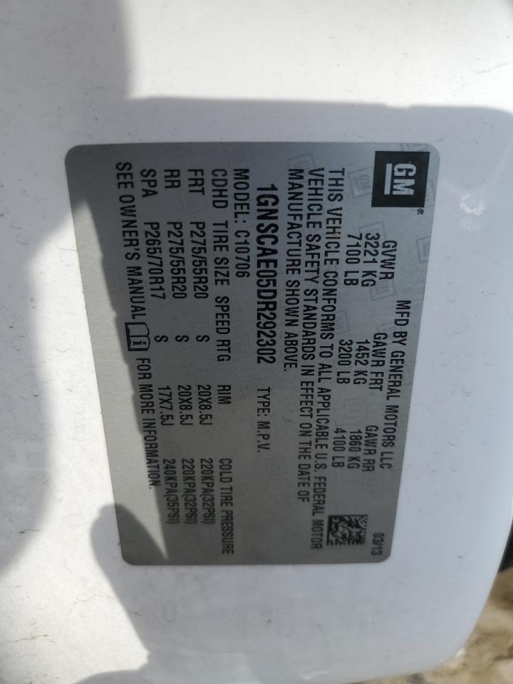 1GNSCAE05DR292302 2013 Chevrolet Tahoe C1500 Ls