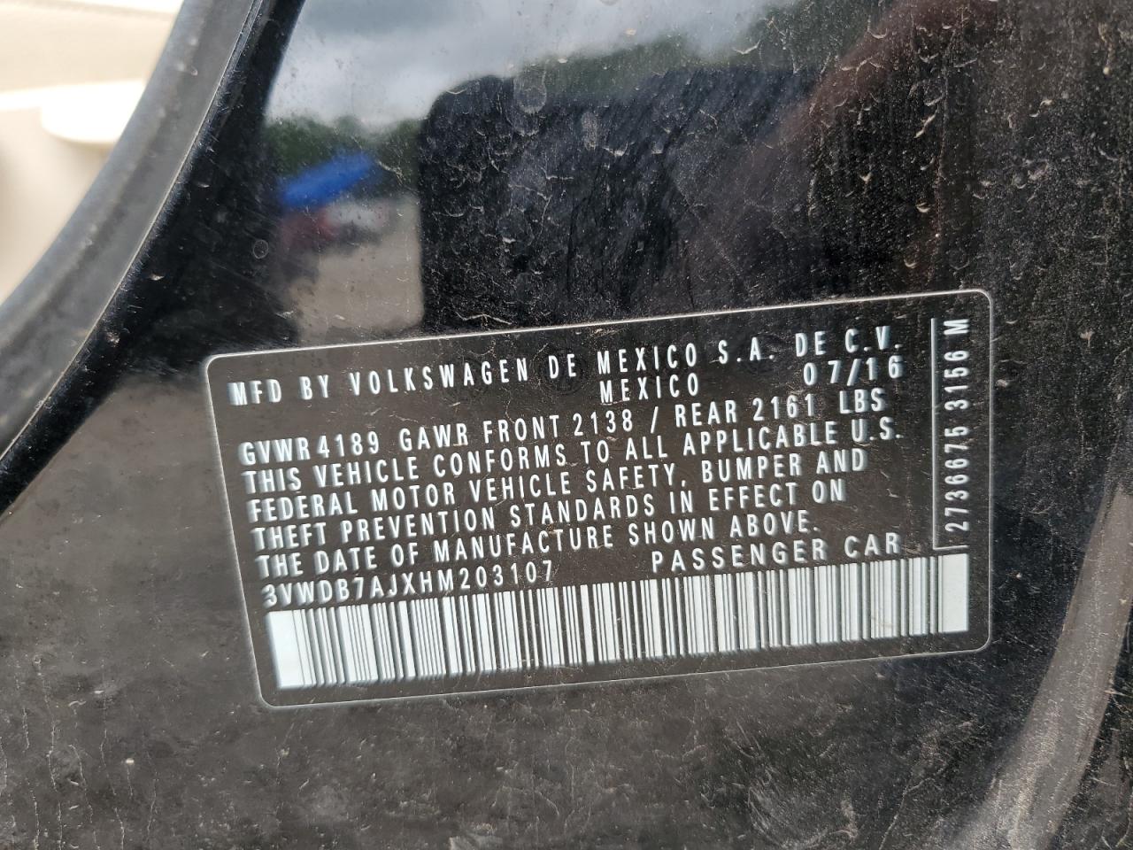 3VWDB7AJXHM203107 2017 Volkswagen Jetta Se