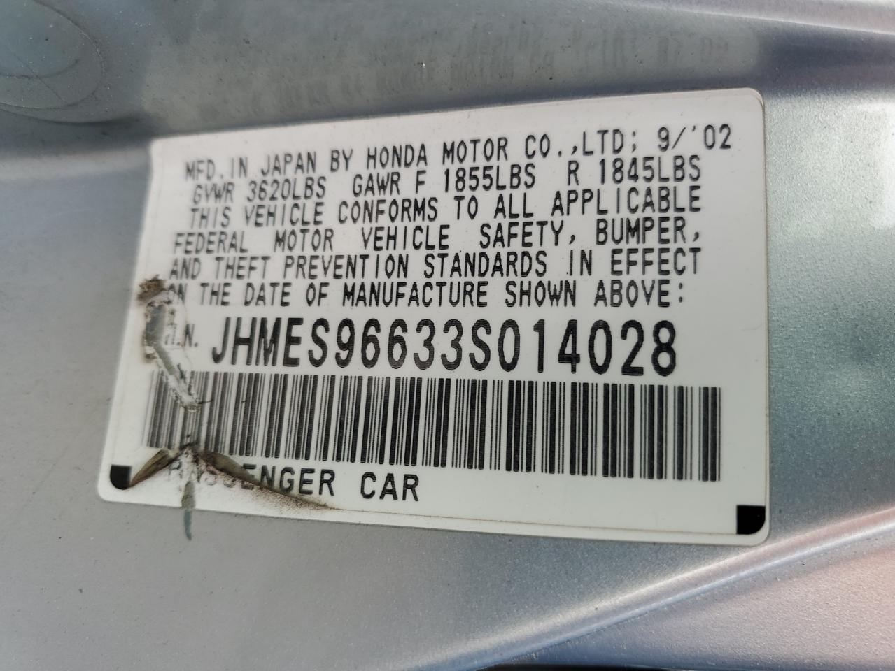 JHMES96633S014028 2003 Honda Civic Hybrid