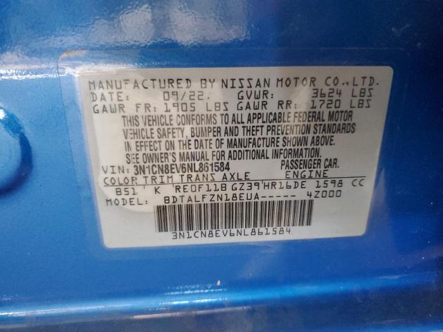 2022 Nissan Versa Sv VIN: 3N1CN8EV6NL861584 Lot: 55888084