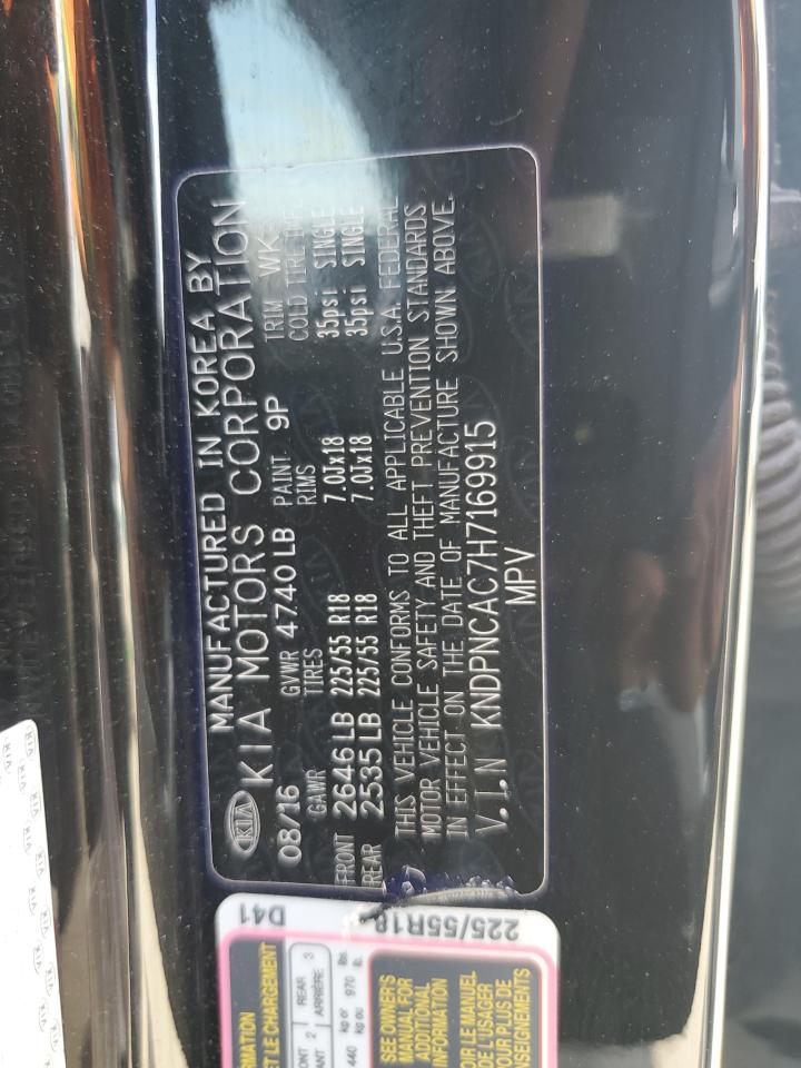 KNDPNCAC7H7169915 2017 Kia Sportage Ex