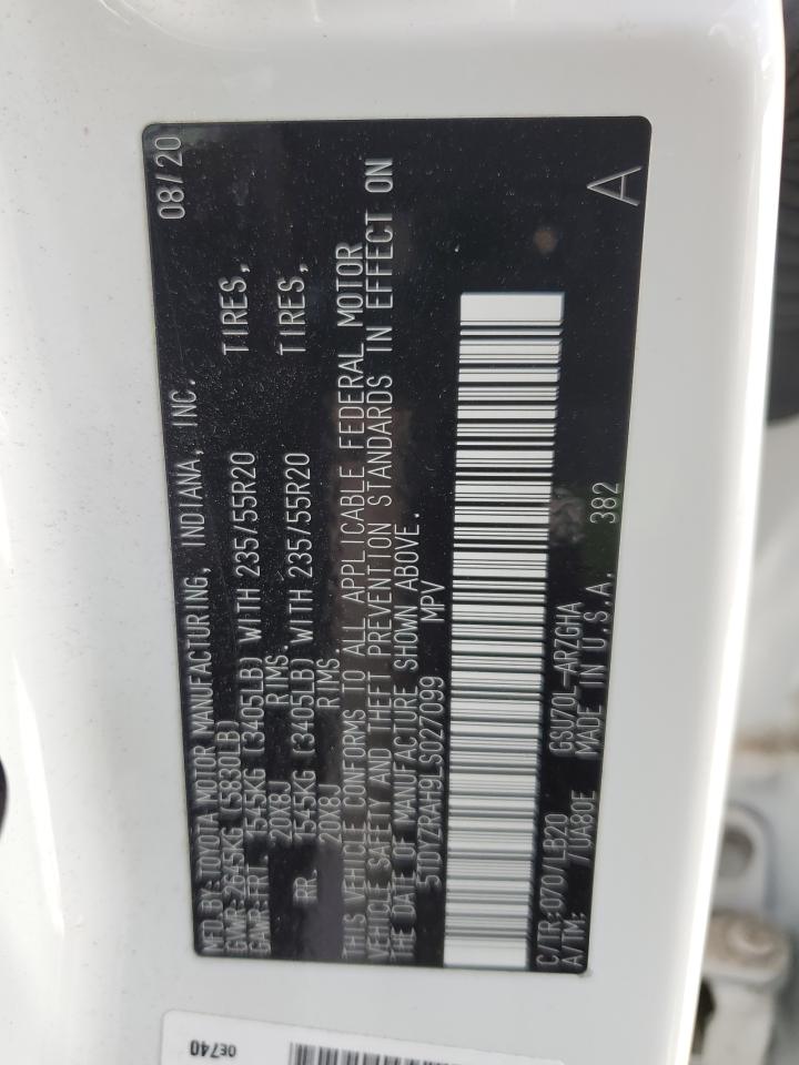 5TDYZRAH9LS027099 2020 Toyota Highlander Limited