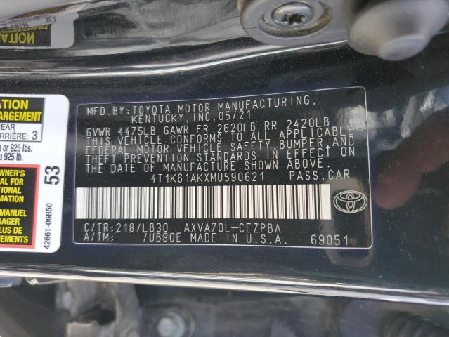 VIN 4T1K61AKXMU590621 2021 Toyota Camry, Xse no.12