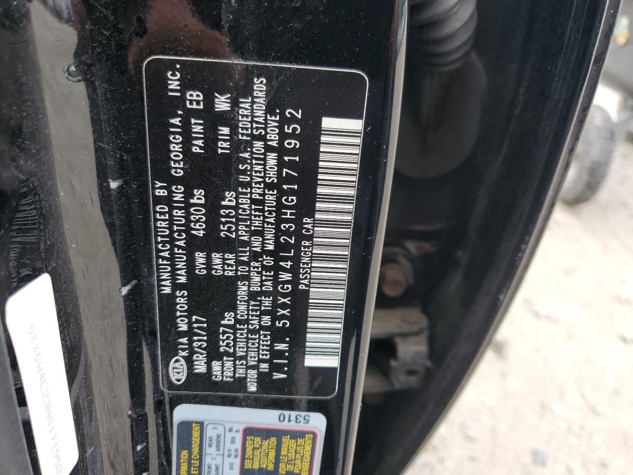 5XXGW4L23HG171952 2017 Kia Optima Sx