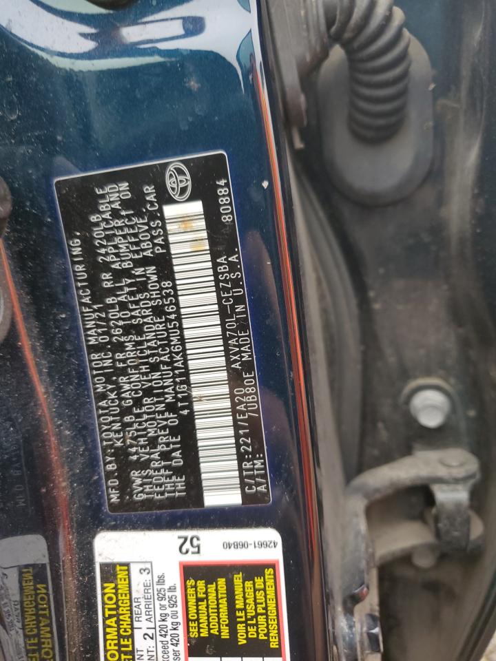 4T1G11AK6MU546538 2021 Toyota Camry Se