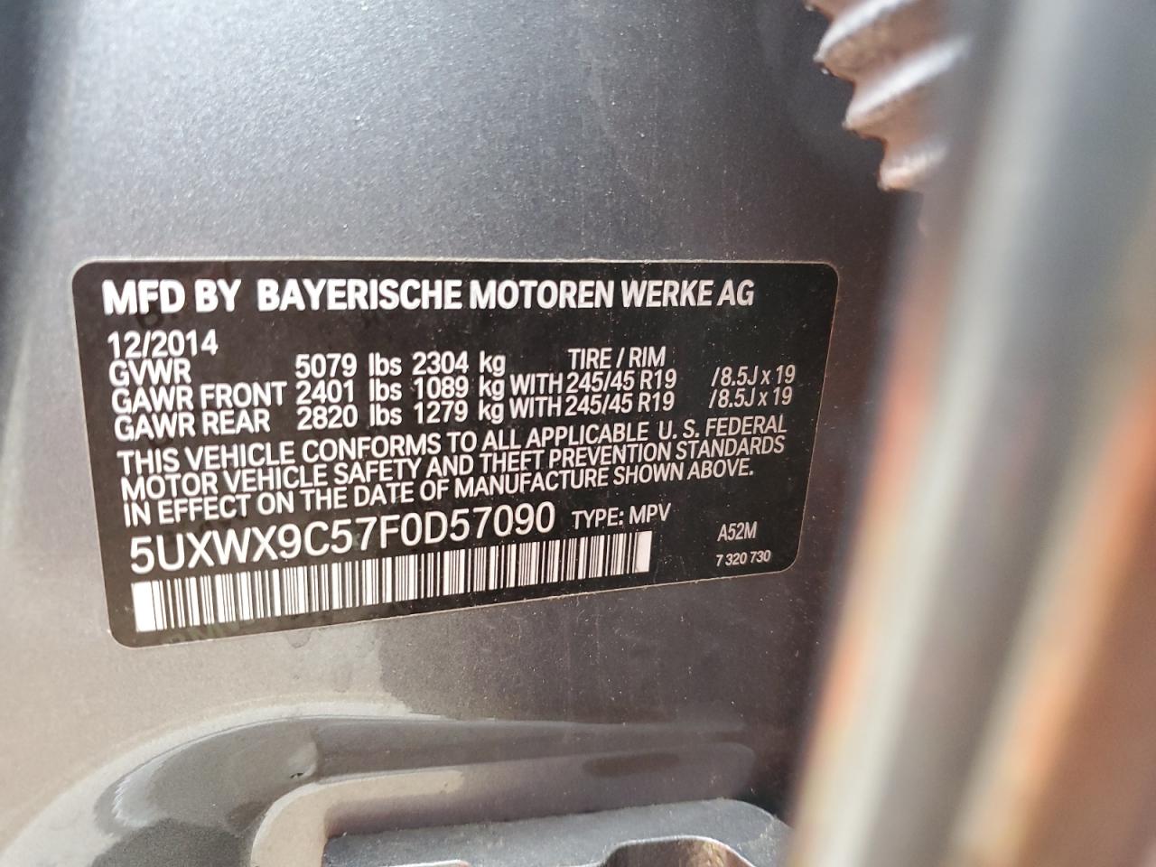 5UXWX9C57F0D57090 2015 BMW X3 xDrive28I