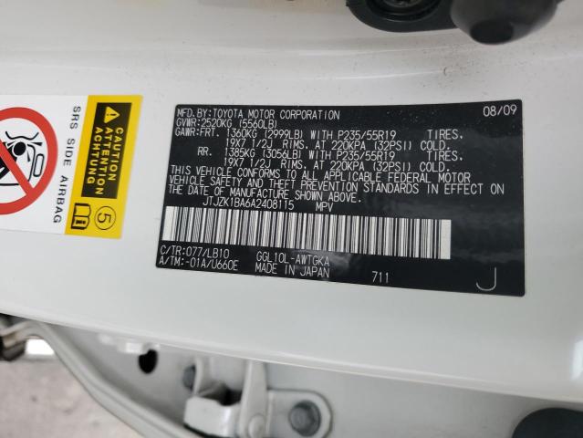 2010 Lexus Rx 350 VIN: JTJZK1BA6A2408115 Lot: 54795164