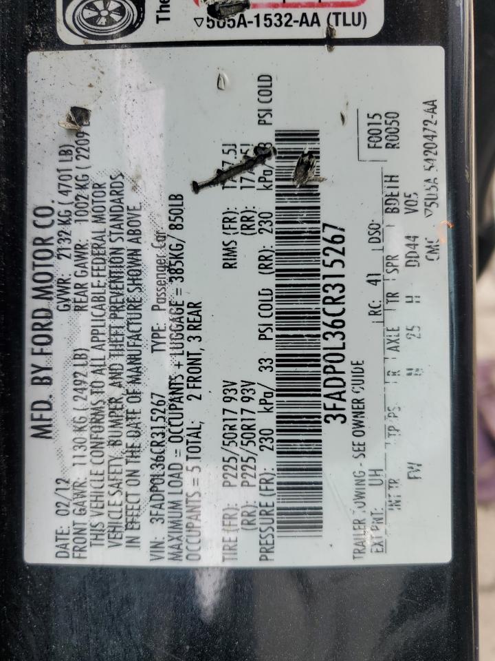 3FADP0L36CR315267 2012 Ford Fusion Hybrid