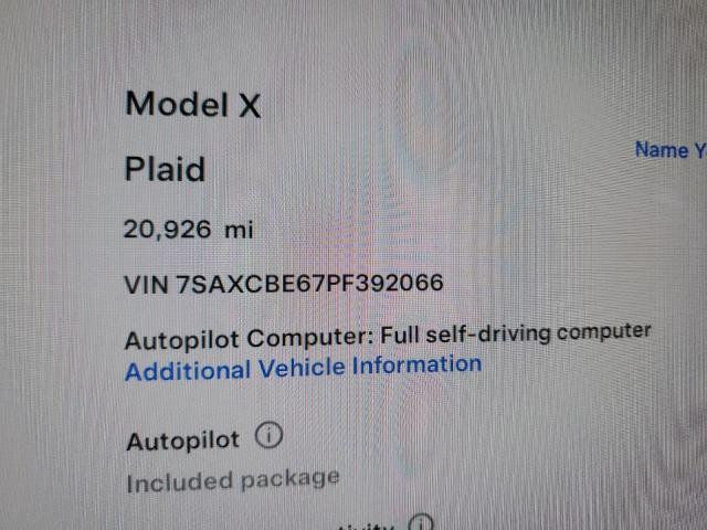 2023 Tesla Model X VIN: 7SAXCBE67PF392066 Lot: 55492394