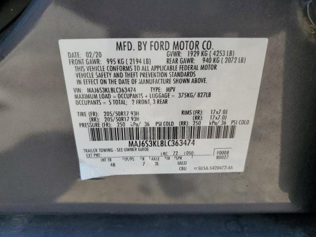 2020 Ford Ecosport Titanium VIN: MAJ6S3KL8LC363474 Lot: 57081674