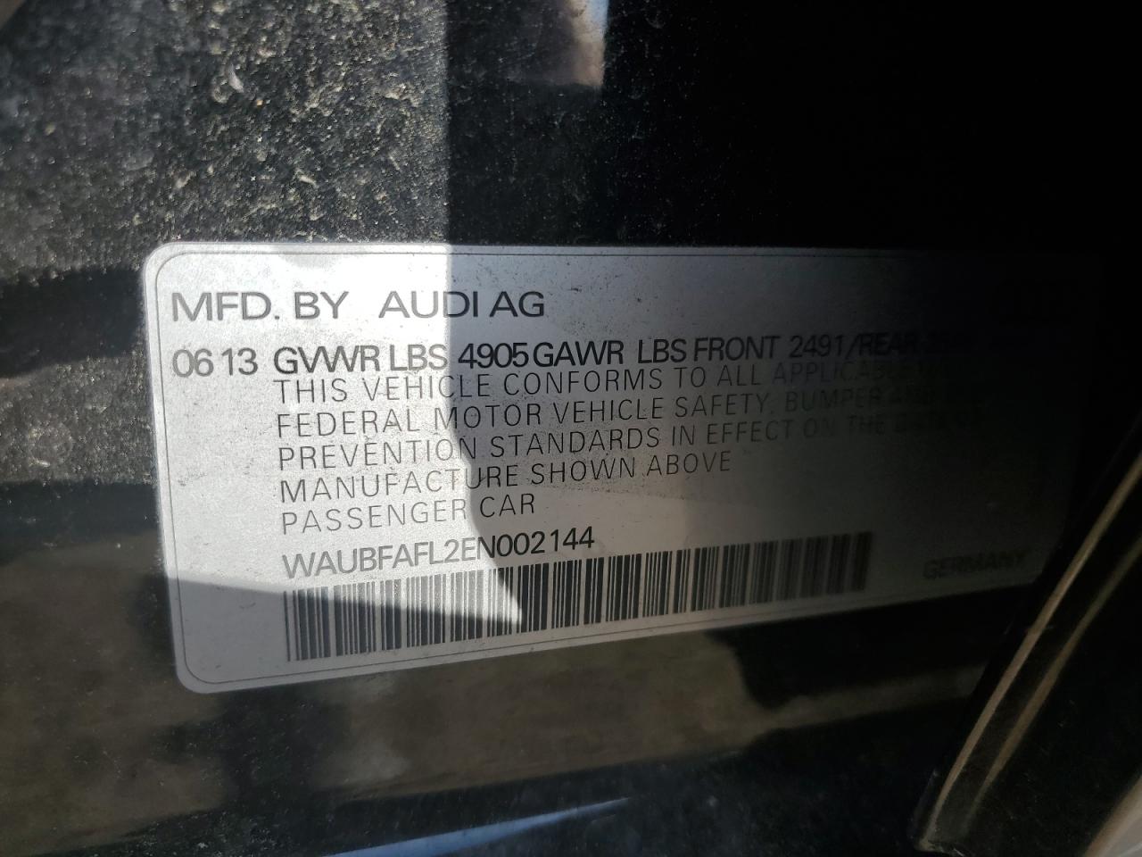 WAUBFAFL2EN002144 2014 Audi A4 Premium