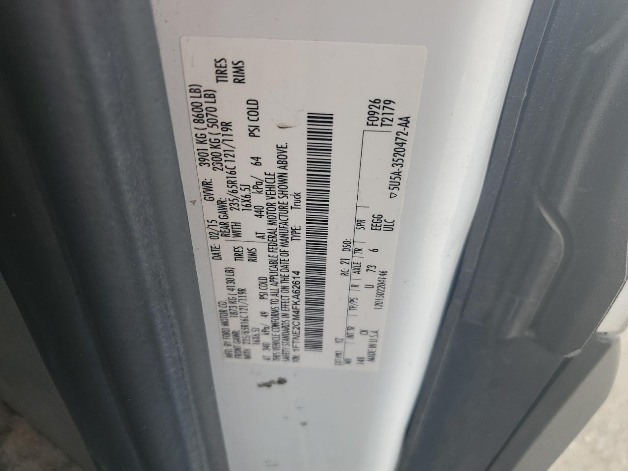 1FTNE2CM4FKA62614 2015 Ford Transit T-150