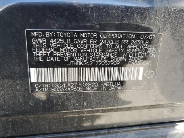 2007 Lexus Is 250 VIN: JTHBK262172057909 Lot: 55328884