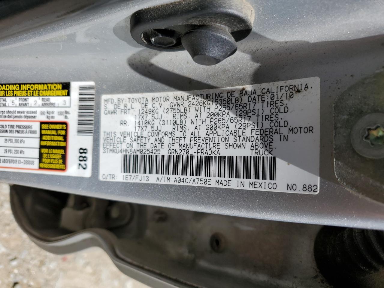 3TMKU4HN8AM025425 2010 Toyota Tacoma Double Cab Prerunner Long Bed