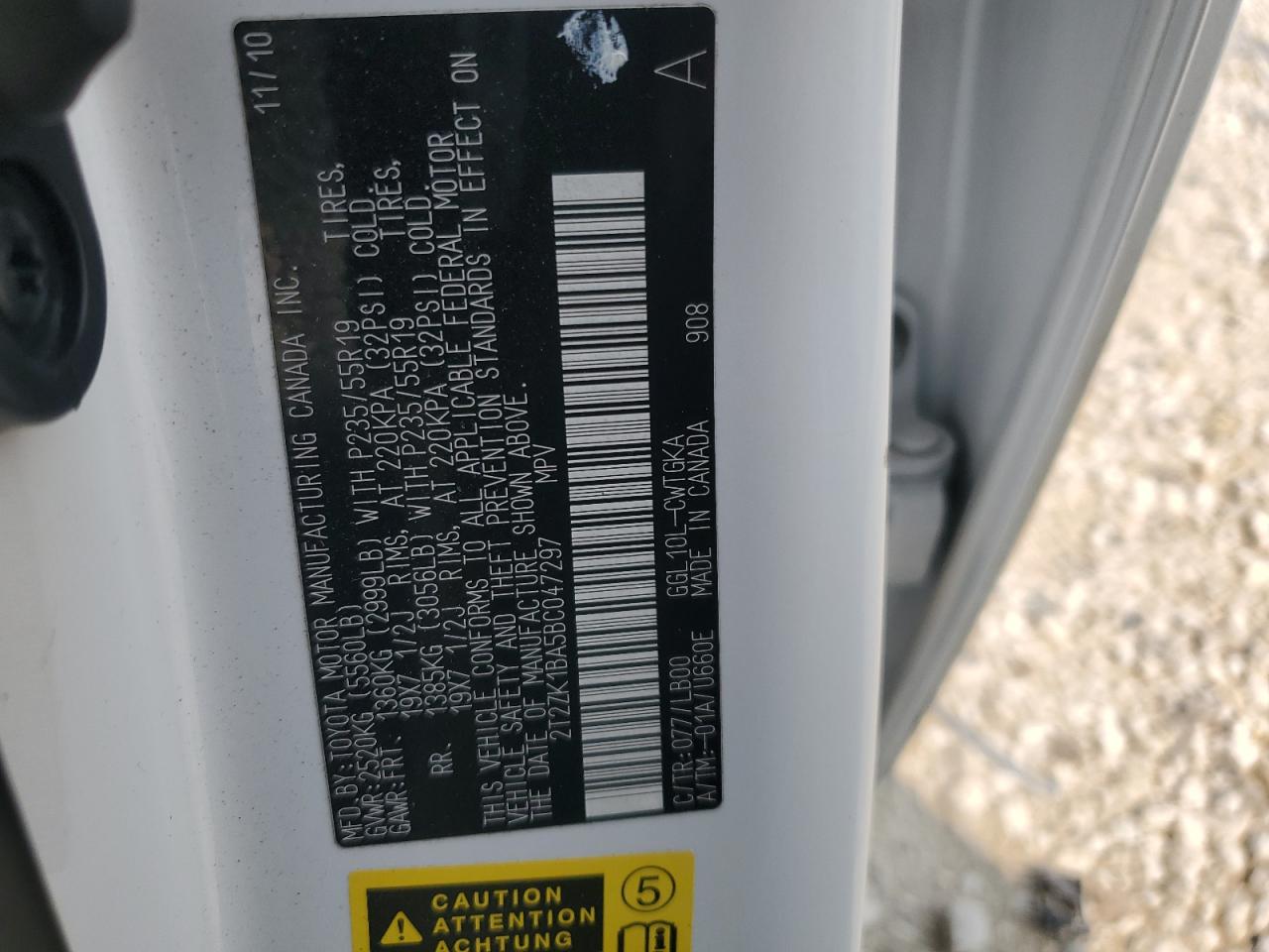 2T2ZK1BA5BC047297 2011 Lexus Rx 350