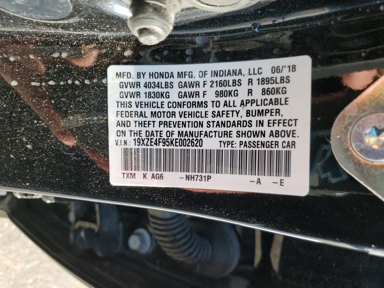 19XZE4F95KE002620 2019 Honda Insight Touring